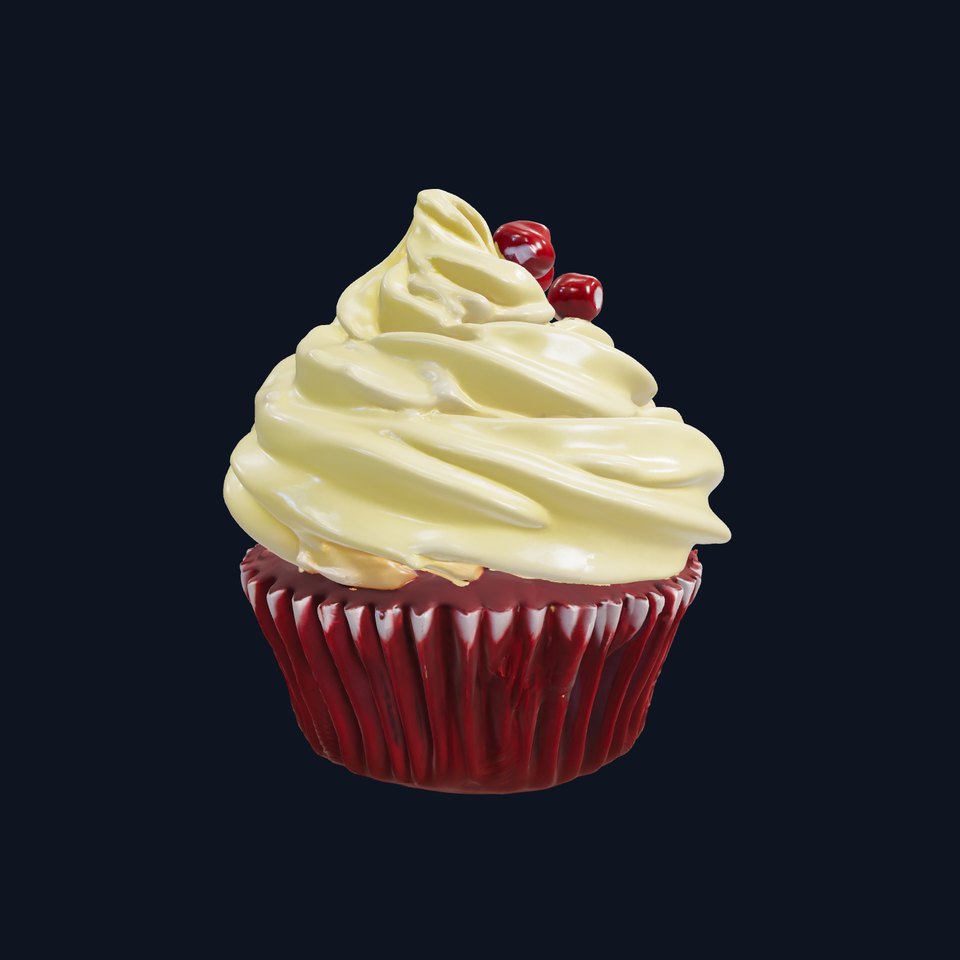 Red Velvet Cupcake with Cream Cheese Frosting model pack
